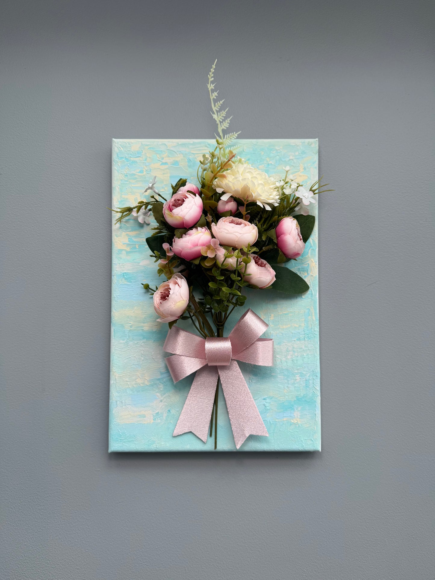 Hand painted 3D flower wall art