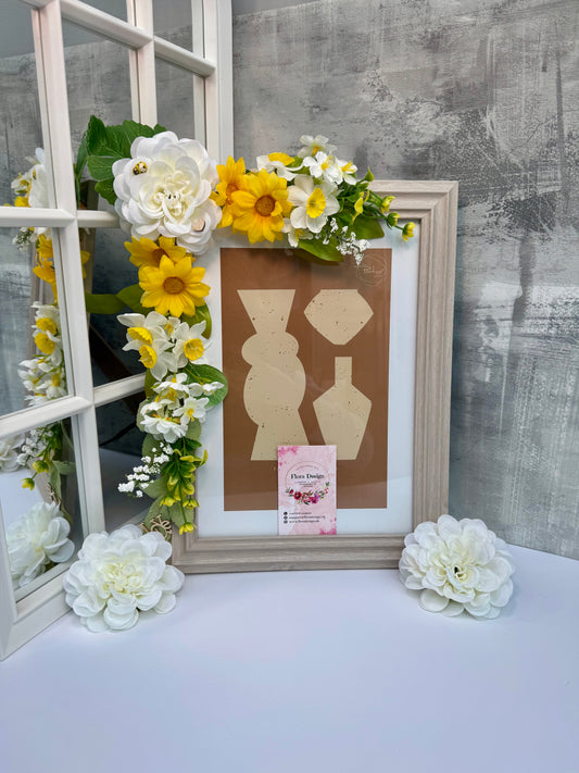 Spring yellow and white flowers frame