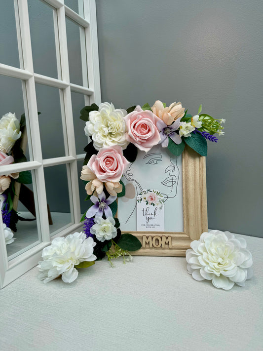 Pink flowers photo frame