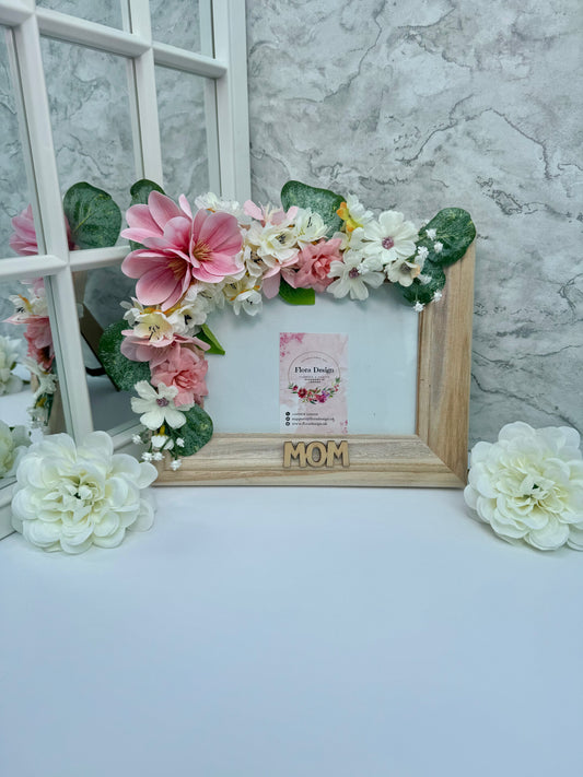 Pink spring flowers photo frame