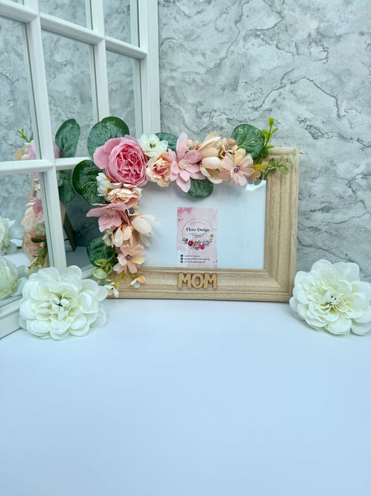 Pink spring flowers photo frame